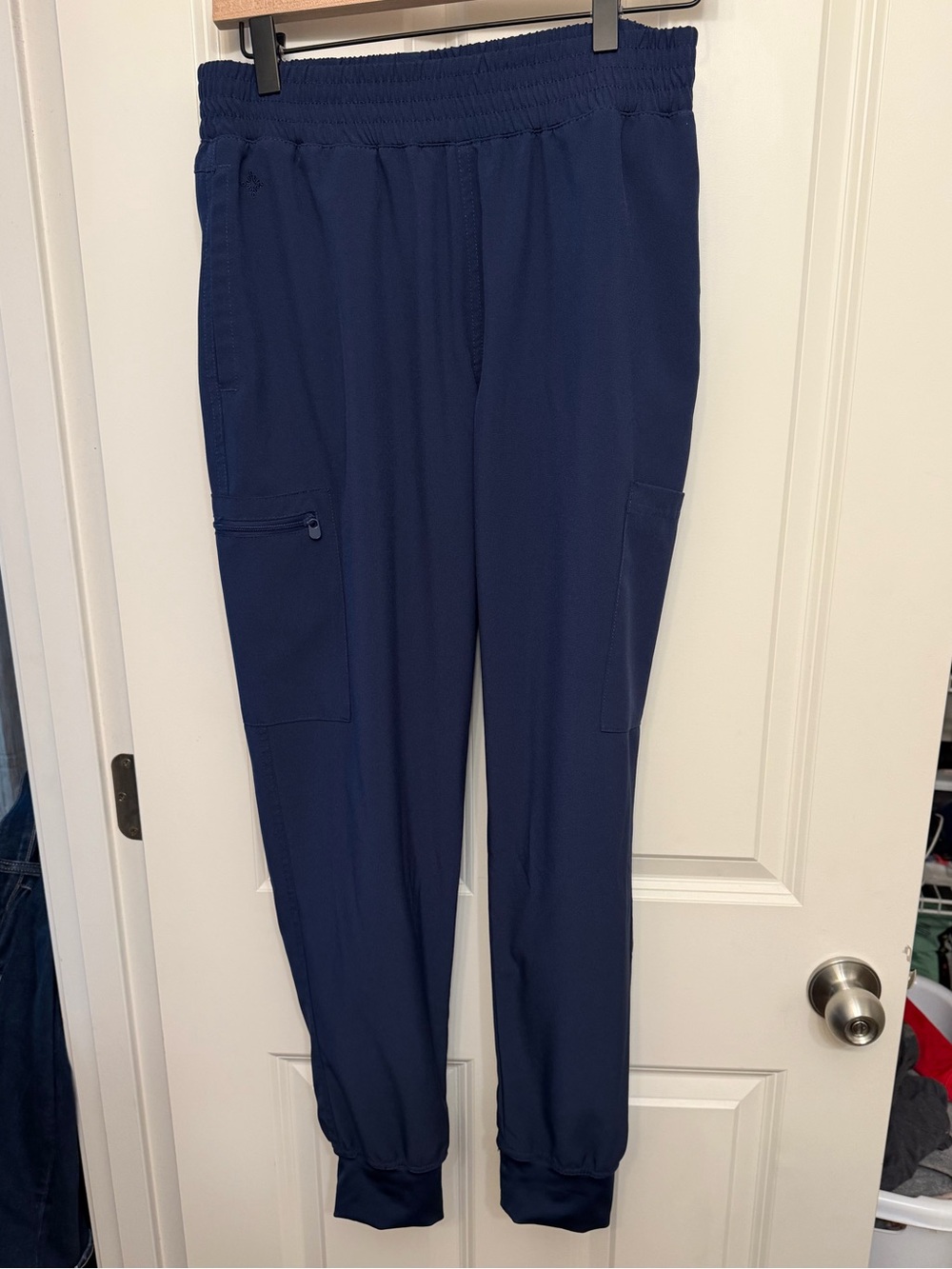 Med Couture Navy Performance Joggers with Cargo Pockets